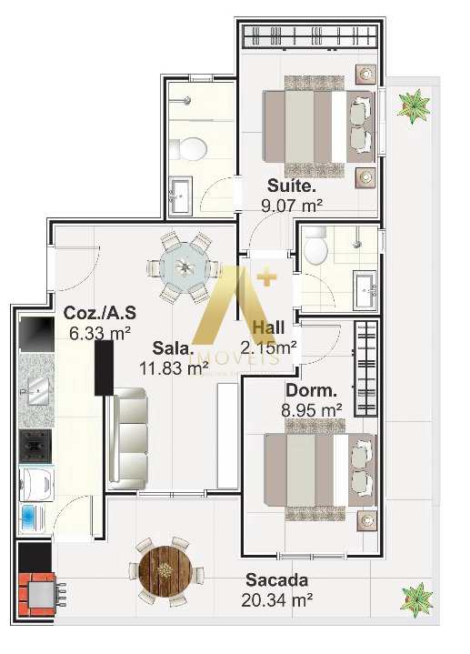 Apartamento à venda com 2 quartos, 63m² - Foto 8