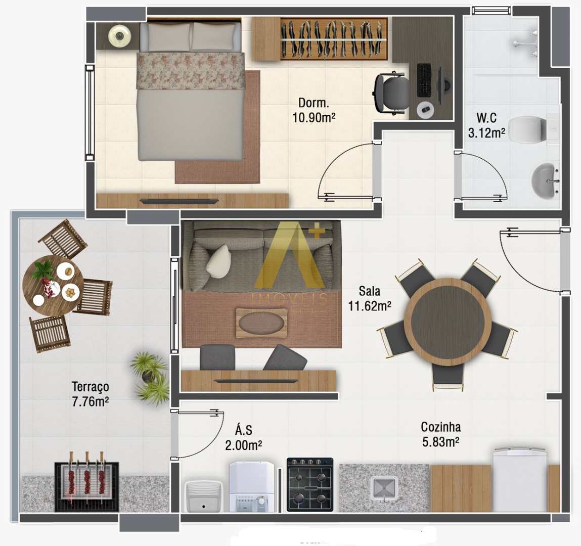 Apartamento à venda com 1 quarto, 47m² - Foto 7