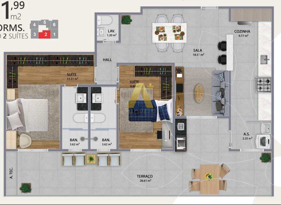 Apartamento à venda com 2 quartos, 101m² - Foto 13