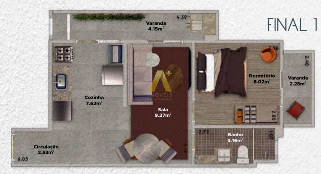 Apartamento à venda com 1 quarto, 44m² - Foto 8