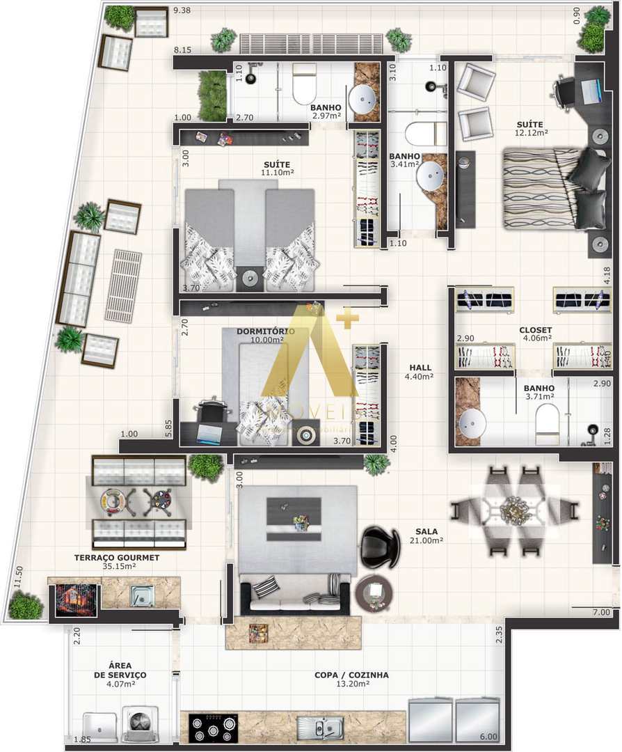 Apartamento à venda com 3 quartos, 139m² - Foto 6