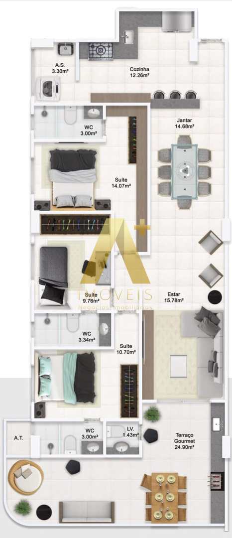 Apartamento à venda com 3 quartos, 133m² - Foto 22