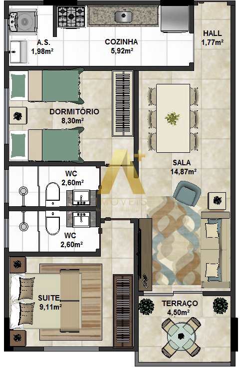 Apartamento à venda com 2 quartos, 59m² - Foto 11