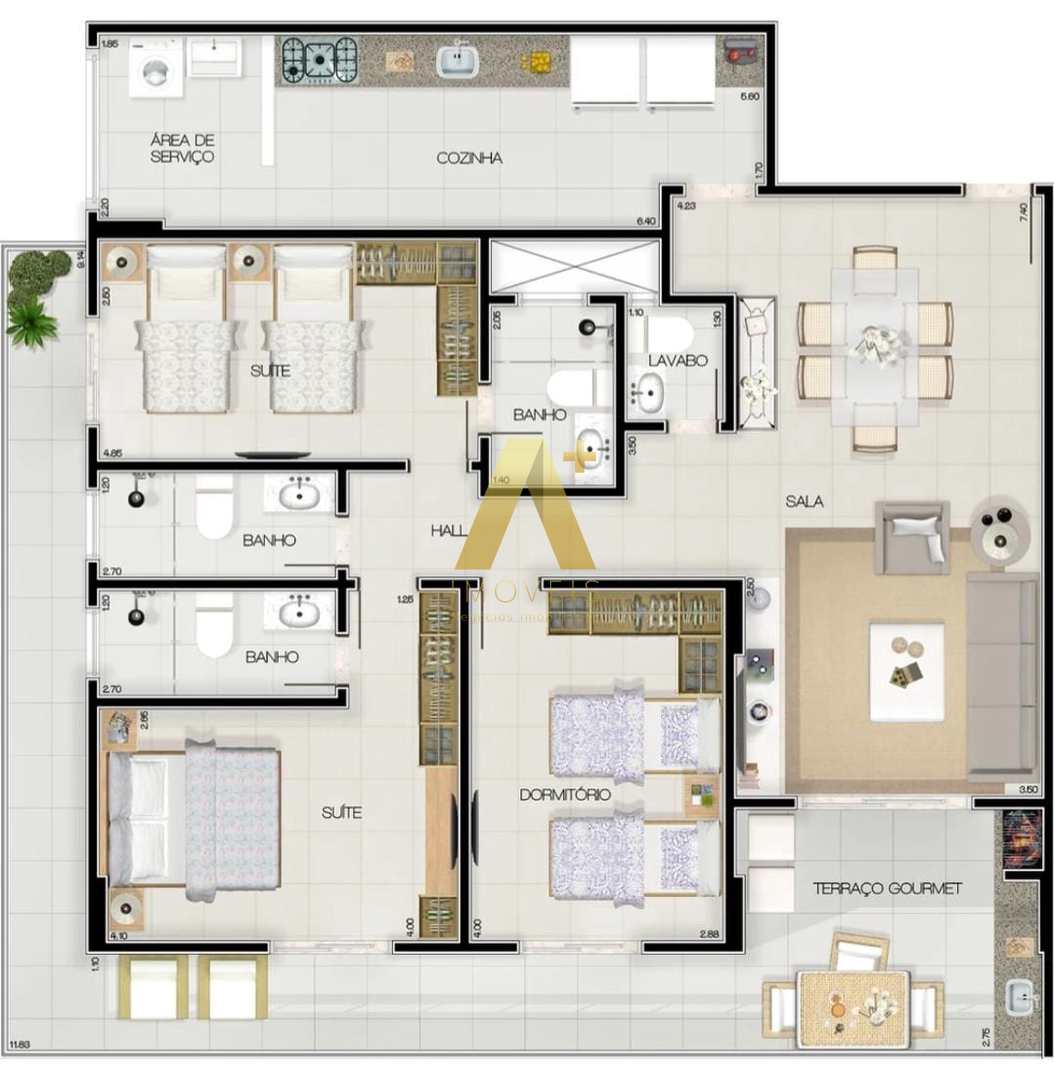 Apartamento à venda com 3 quartos, 133m² - Foto 12