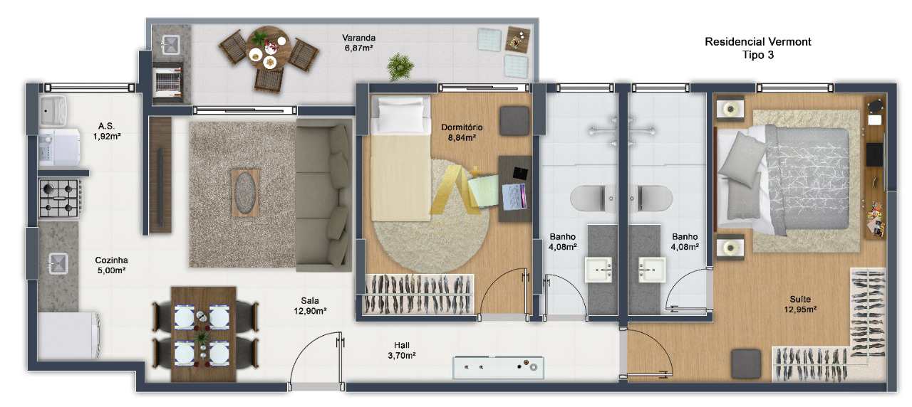 Apartamento à venda com 2 quartos, 67m² - Foto 4