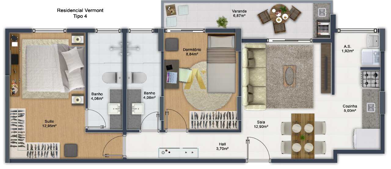 Apartamento à venda com 2 quartos, 67m² - Foto 4