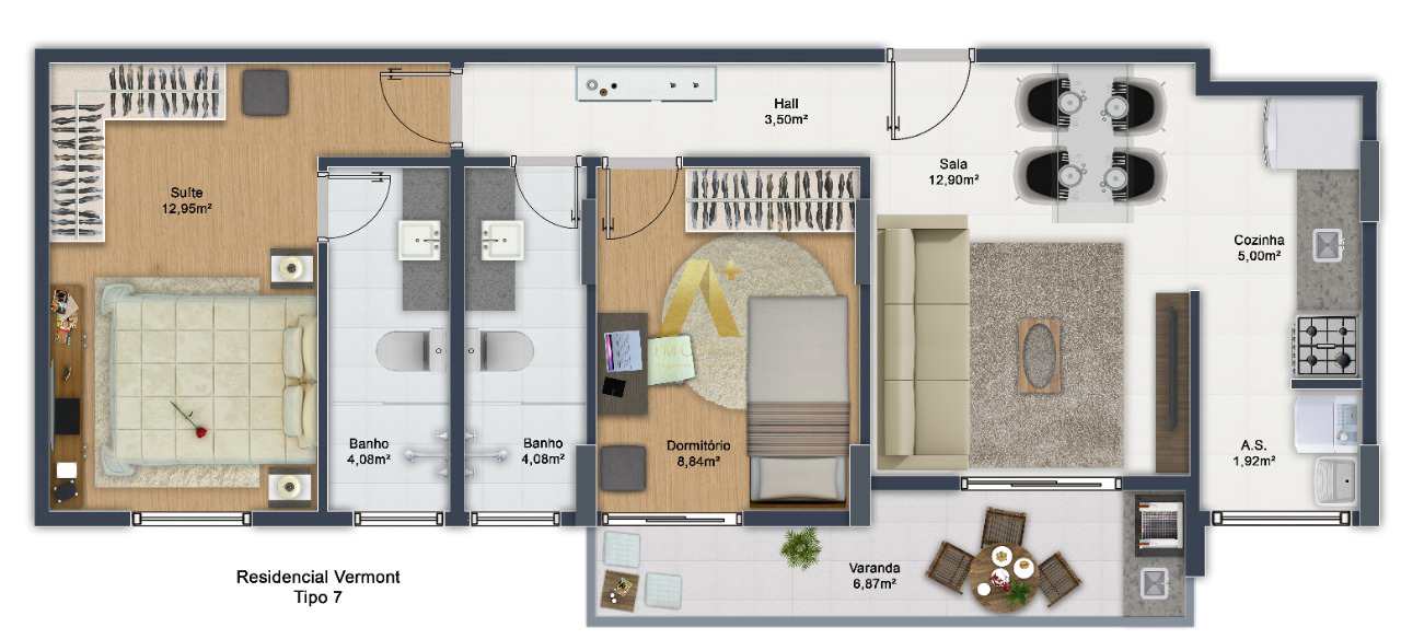 Apartamento à venda com 2 quartos, 67m² - Foto 4