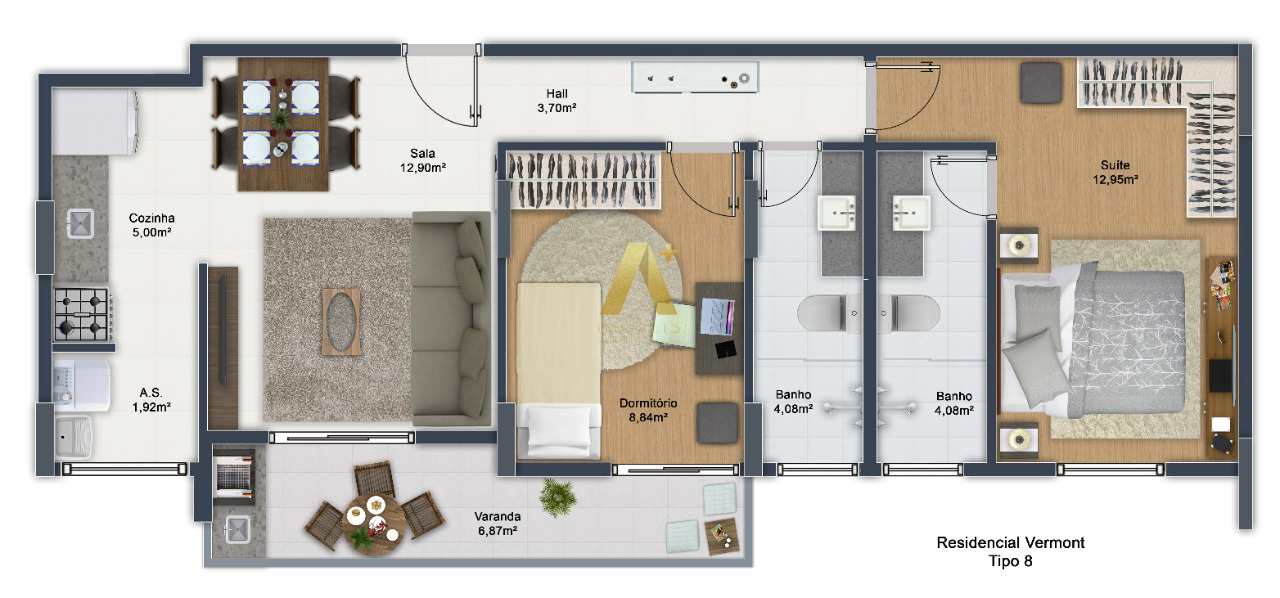 Apartamento à venda com 2 quartos, 67m² - Foto 4