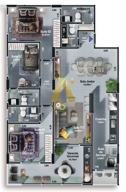 Apartamento à venda com 3 quartos, 119m² - Foto 6