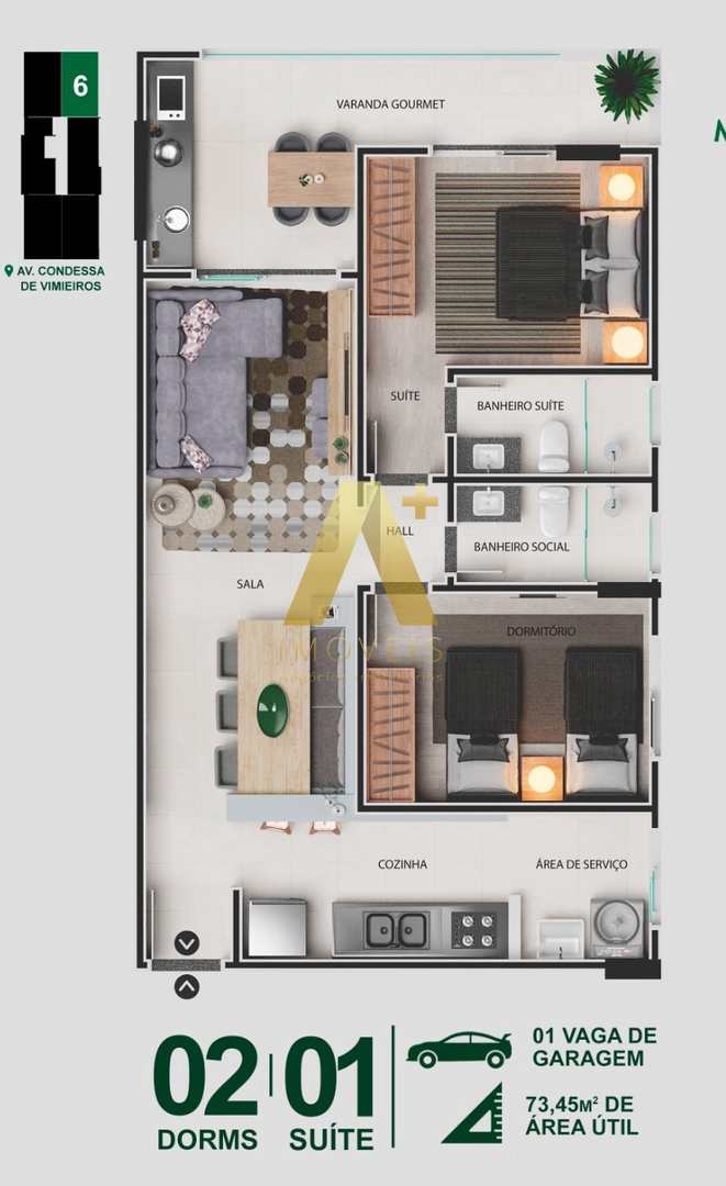 Apartamento à venda com 2 quartos, 73m² - Foto 6