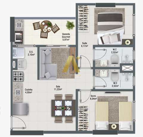 Apartamento à venda com 2 quartos, 57m² - Foto 11