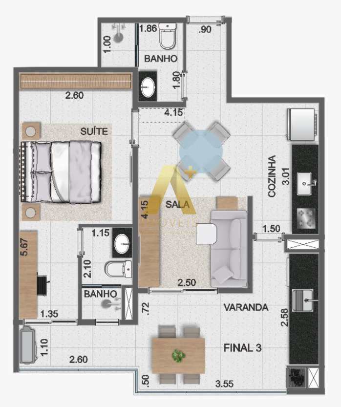 Apartamento à venda com 1 quarto, 54m² - Foto 24