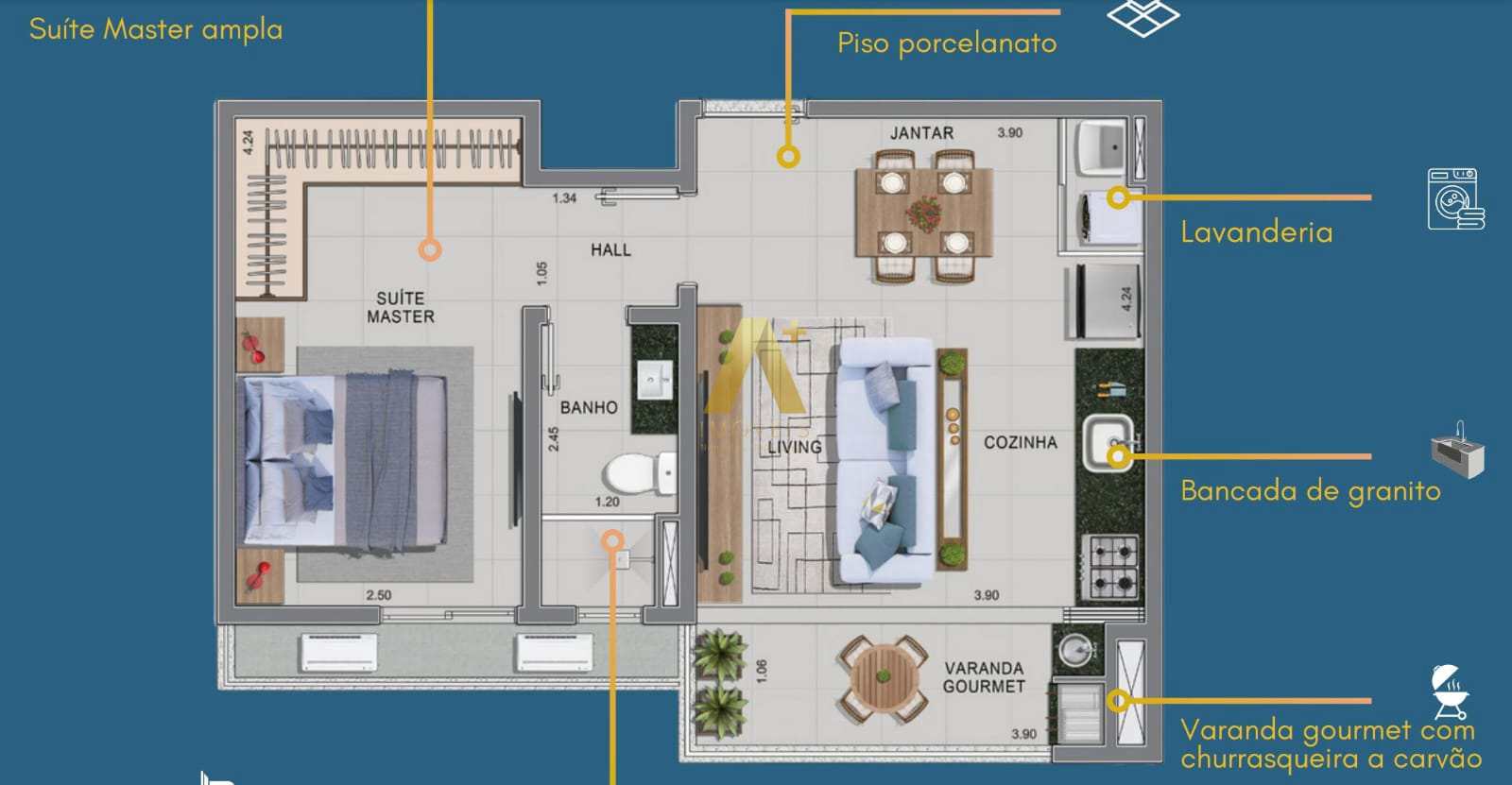 Apartamento à venda com 1 quarto, 39m² - Foto 10