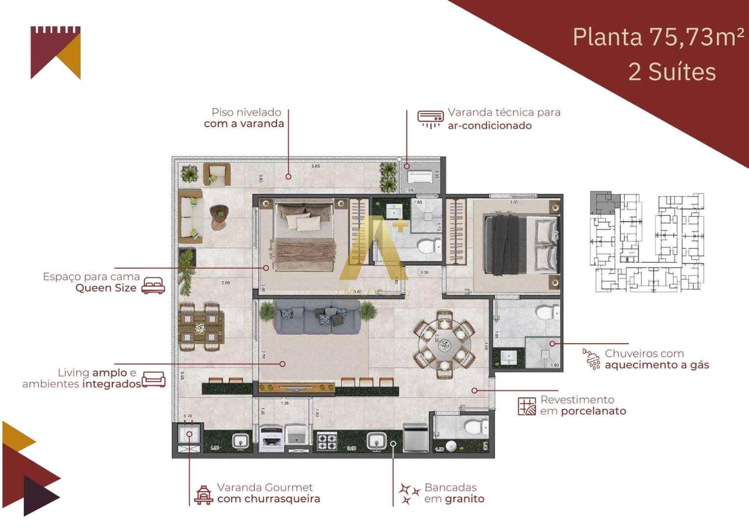 Apartamento à venda com 2 quartos, 75m² - Foto 7