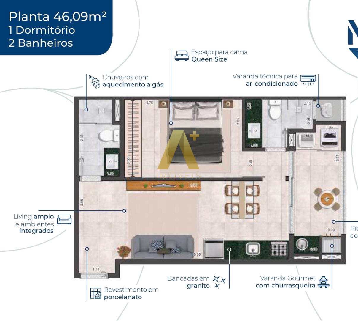 Apartamento à venda com 1 quarto, 46m² - Foto 8