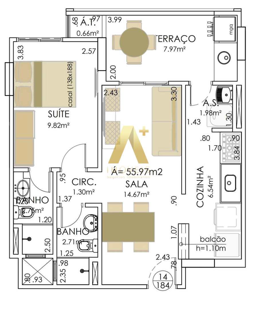 Apartamento à venda com 1 quarto, 55m² - Foto 14