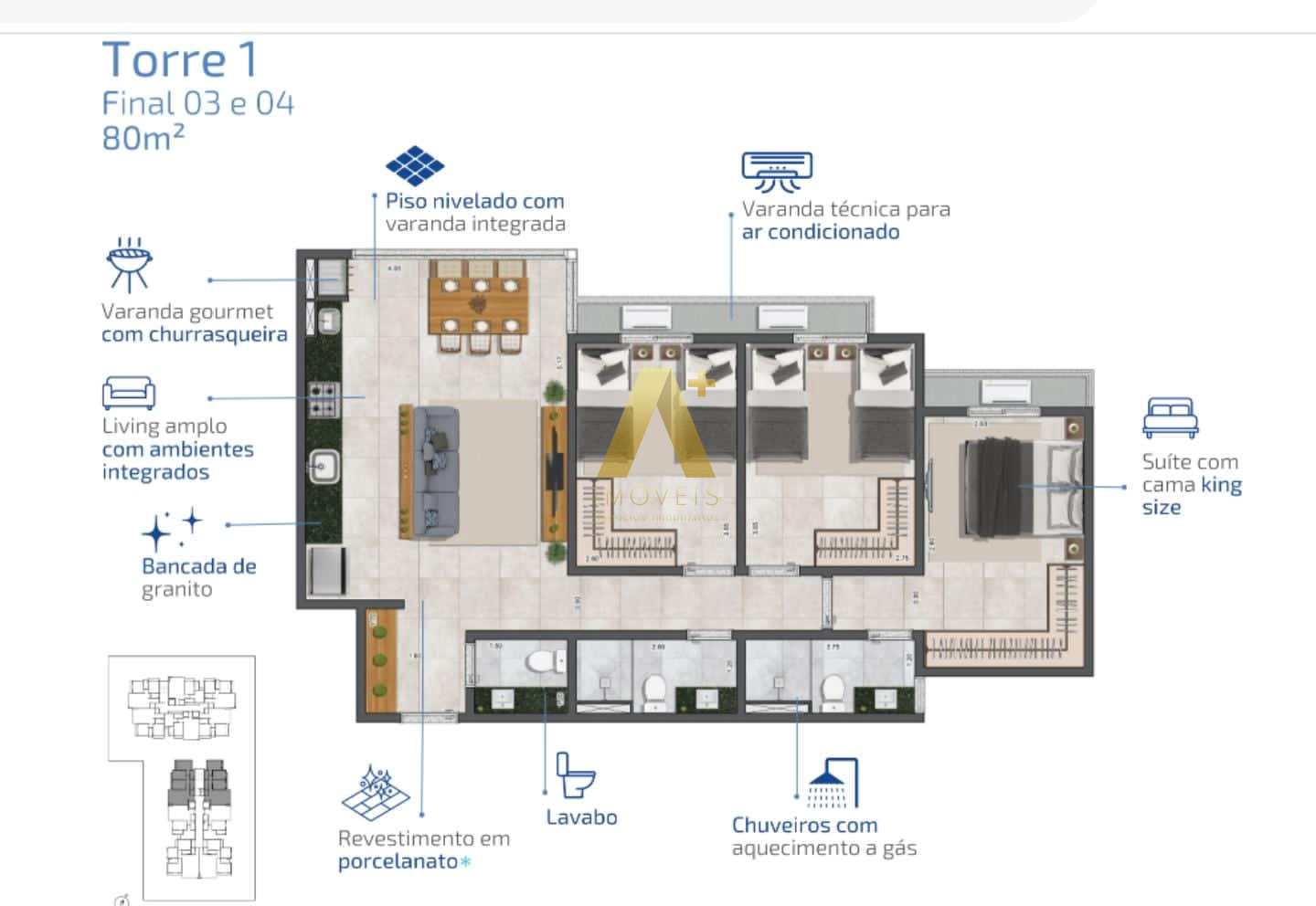 Apartamento à venda com 3 quartos, 80m² - Foto 9