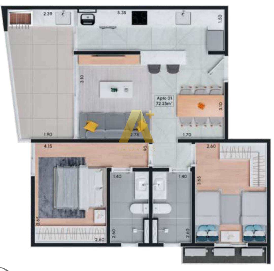 Apartamento à venda com 2 quartos, 72m² - Foto 7