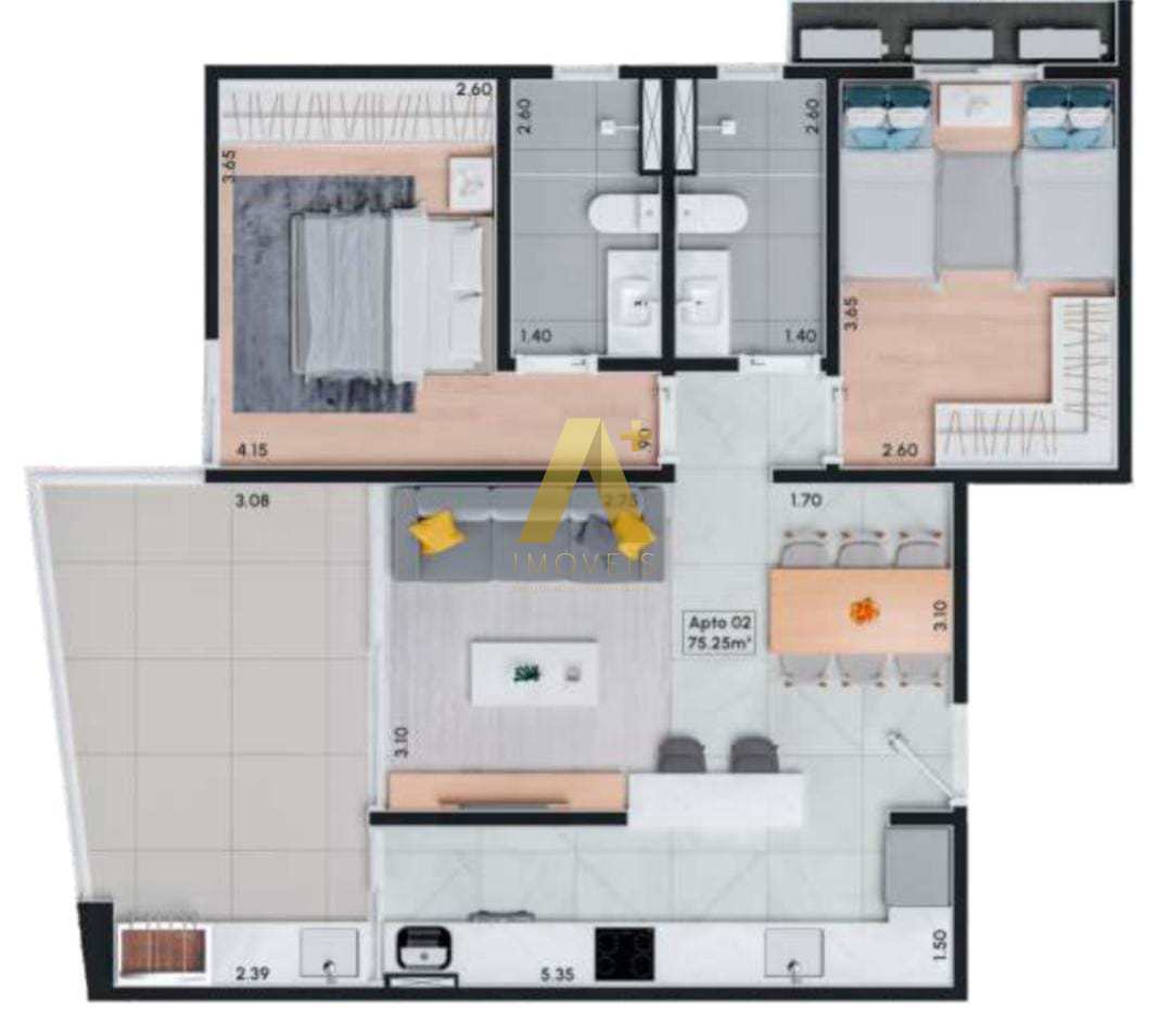 Apartamento à venda com 2 quartos, 75m² - Foto 7