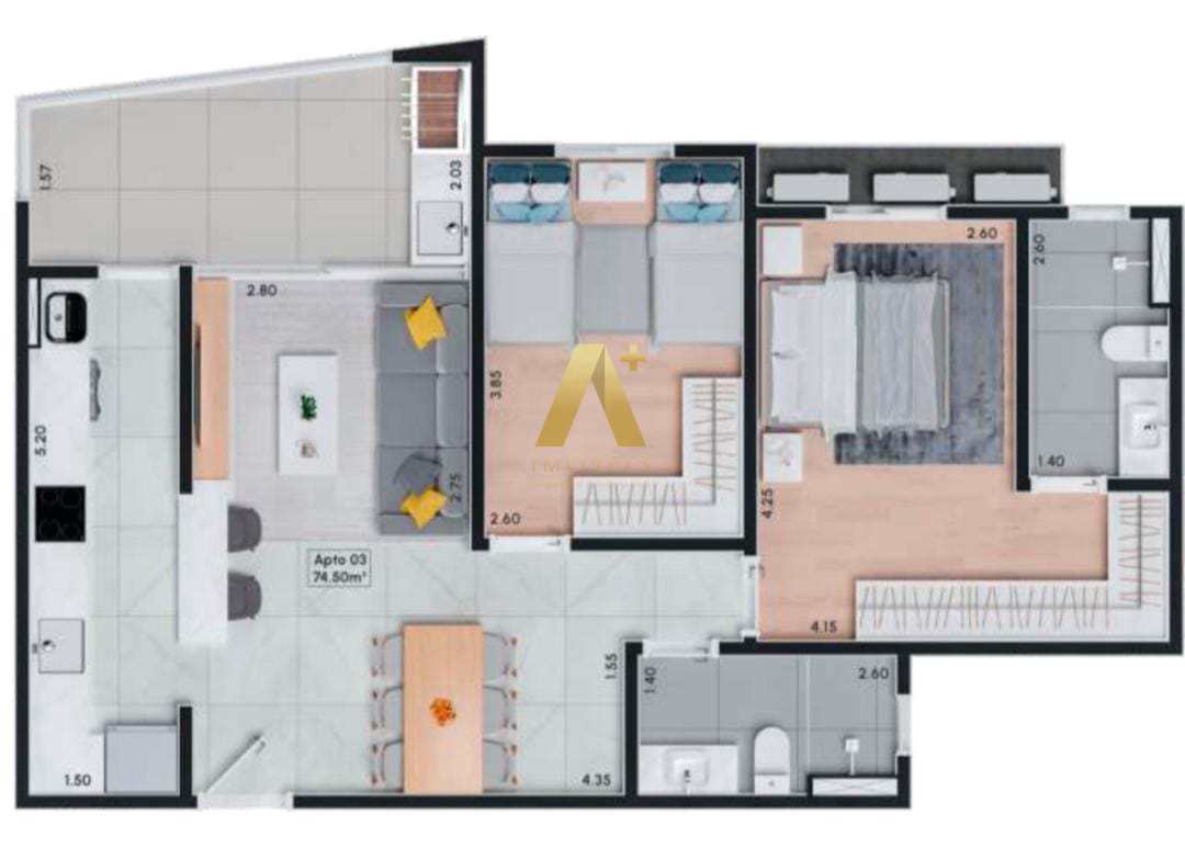 Apartamento à venda com 2 quartos, 73m² - Foto 7