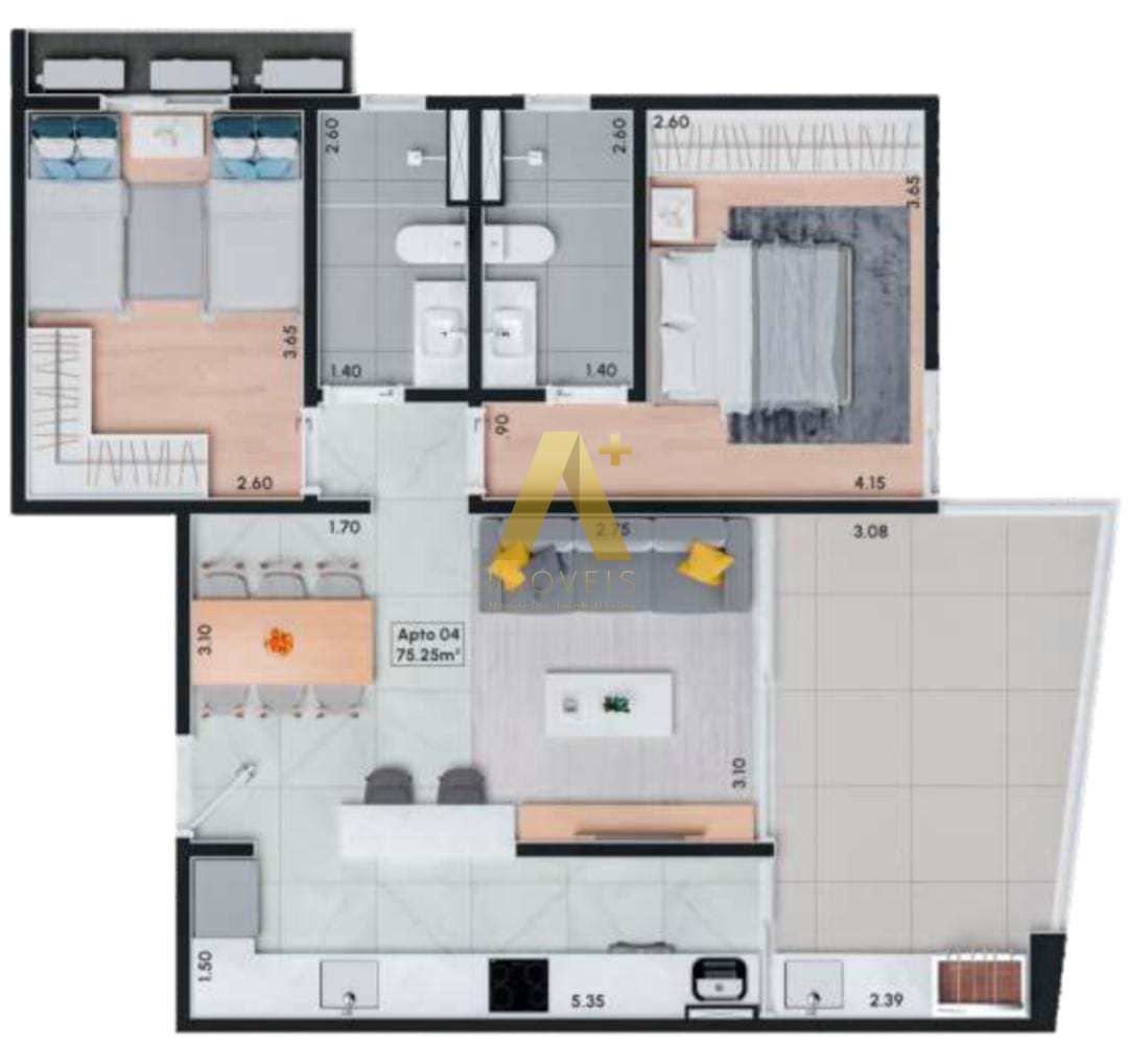 Apartamento à venda com 2 quartos, 75m² - Foto 7