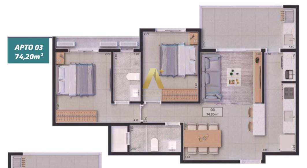 Apartamento à venda com 2 quartos, 74m² - Foto 6