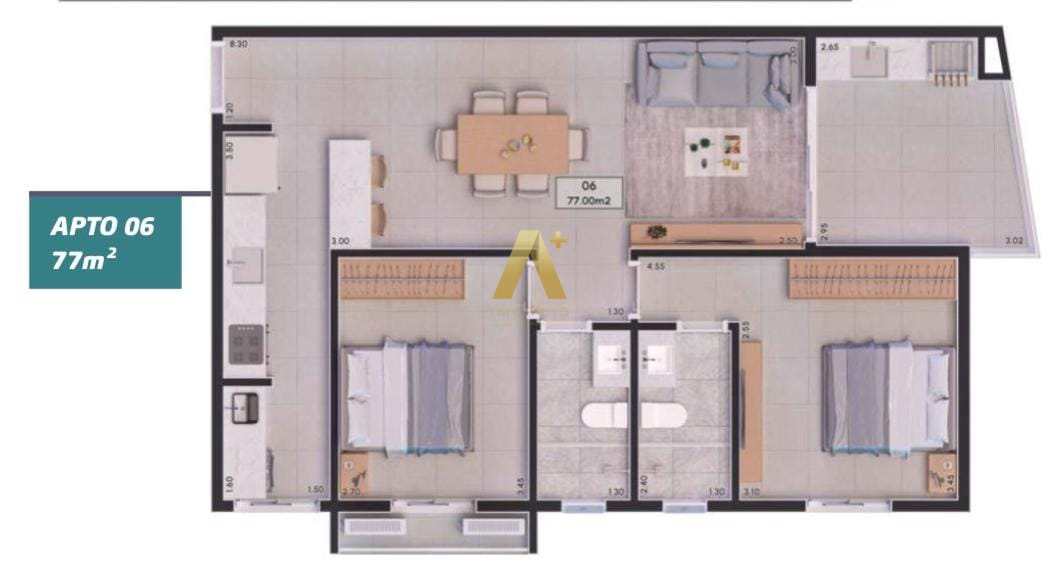 Apartamento à venda com 2 quartos, 77m² - Foto 6