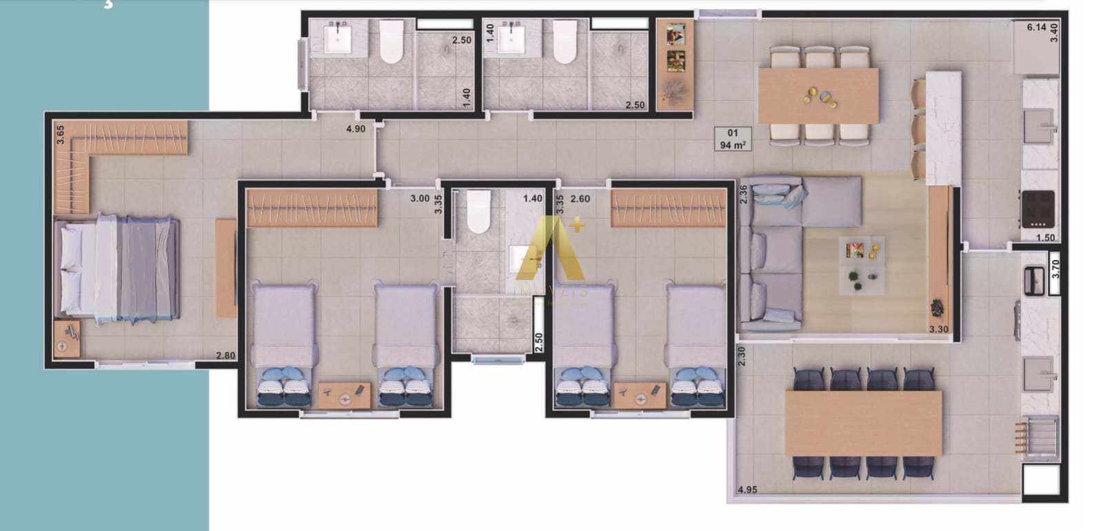 Apartamento à venda com 3 quartos, 94m² - Foto 4