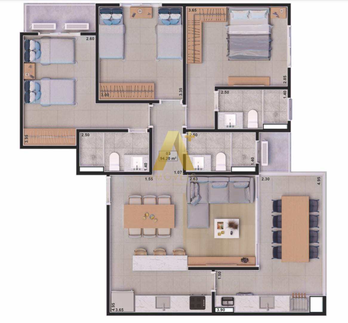 Apartamento à venda com 3 quartos, 94m² - Foto 4