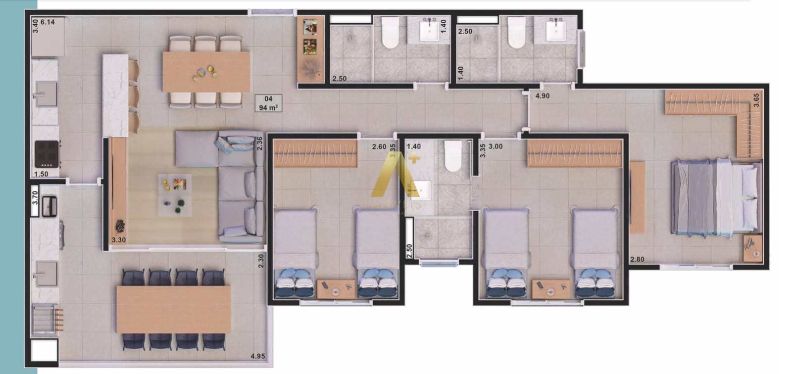 Apartamento à venda com 3 quartos, 94m² - Foto 4