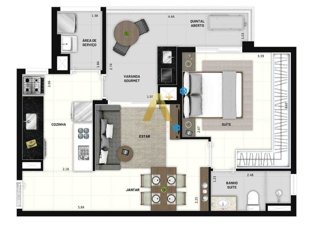 Apartamento à venda com 1 quarto, 52m² - Foto 7