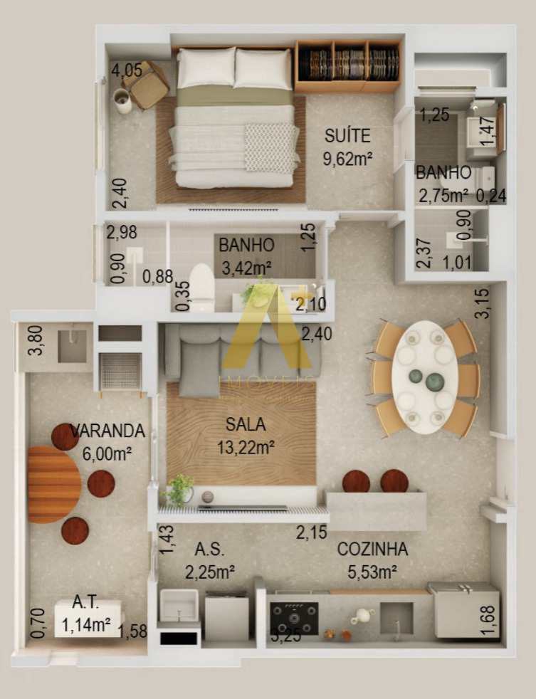 Apartamento à venda com 1 quarto, 52m² - Foto 11