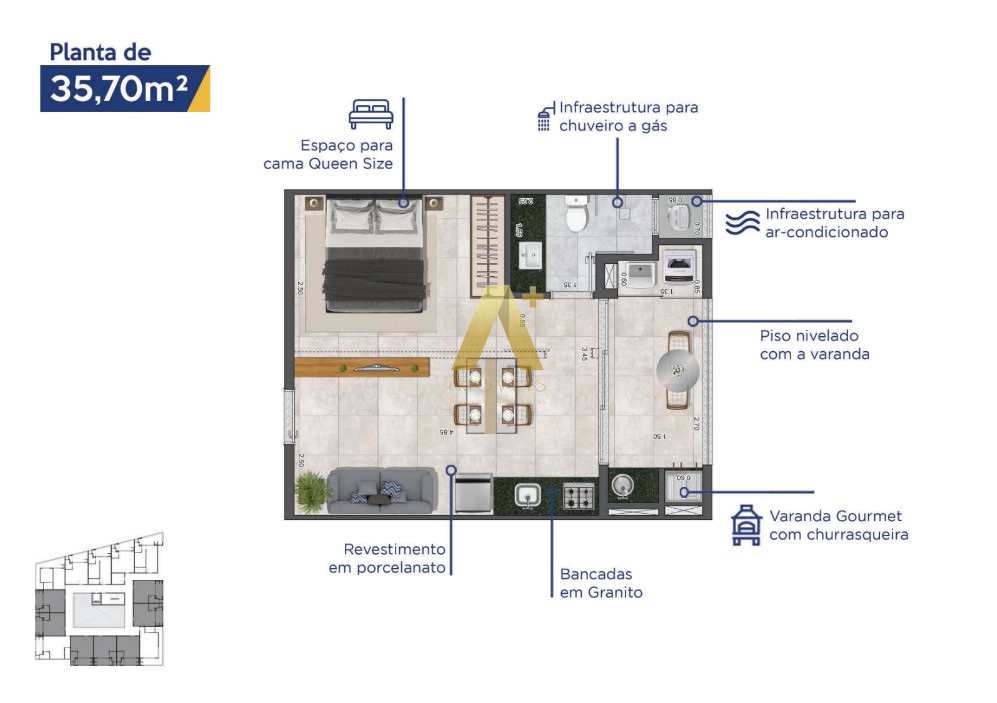 Flat/Apart Hotel à venda com 1 quarto, 35m² - Foto 7