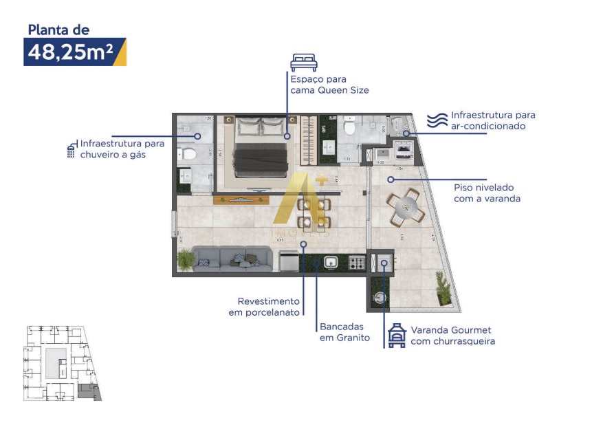 Apartamento à venda com 1 quarto, 48m² - Foto 7