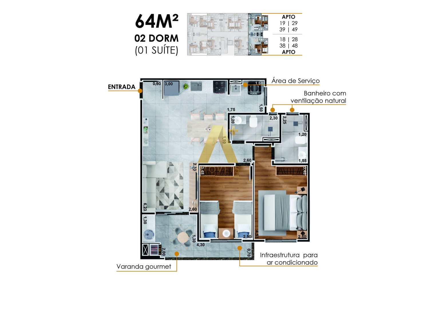 Apartamento à venda com 2 quartos, 64m² - Foto 8