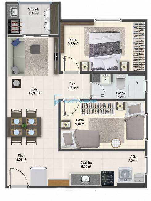 Apartamento à venda com 2 quartos, 56m² - Foto 12