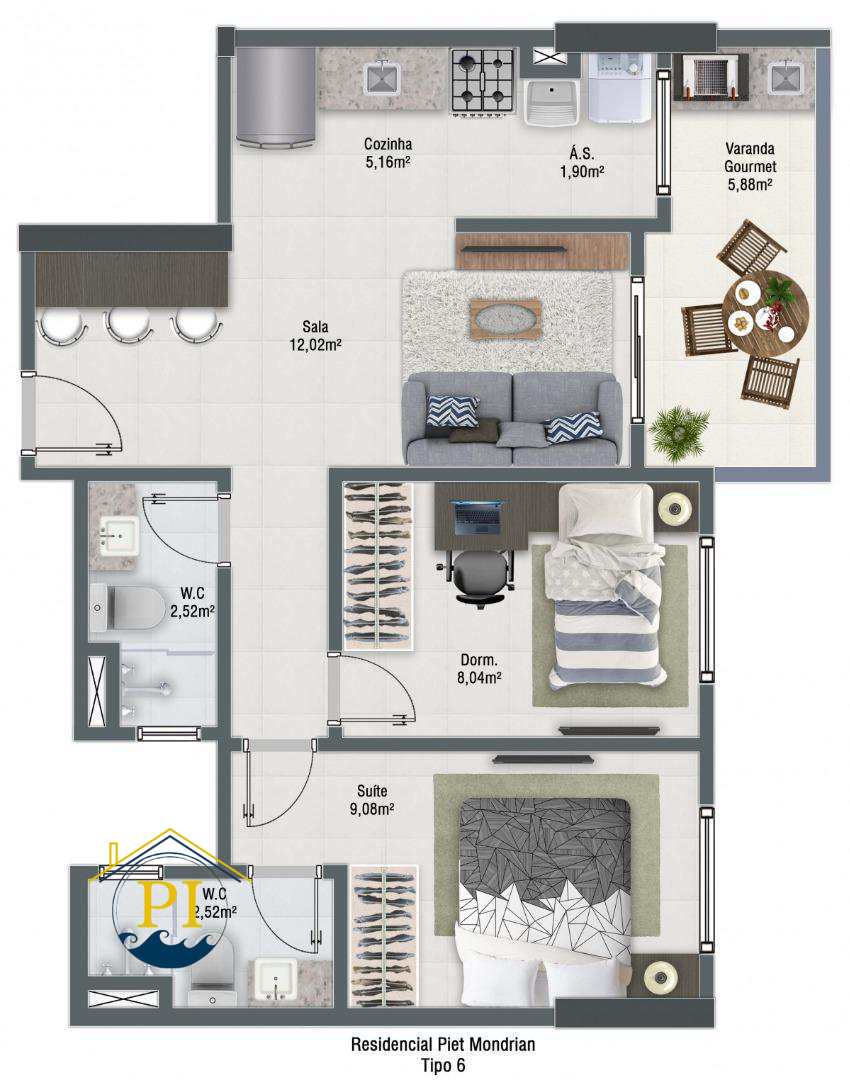 Apartamento à venda com 2 quartos, 56m² - Foto 14