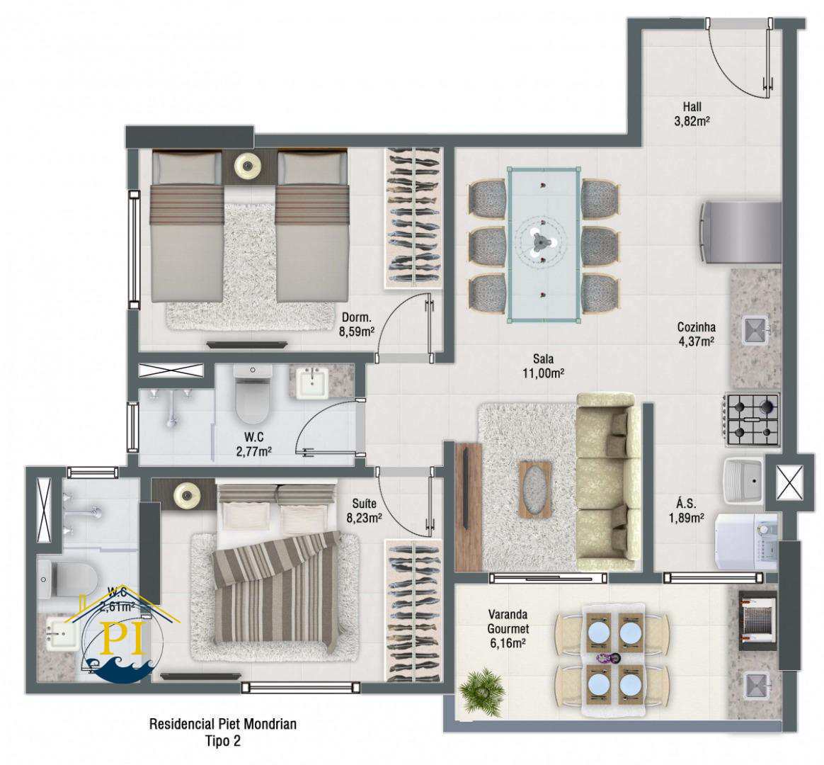 Apartamento à venda com 2 quartos, 56m² - Foto 11