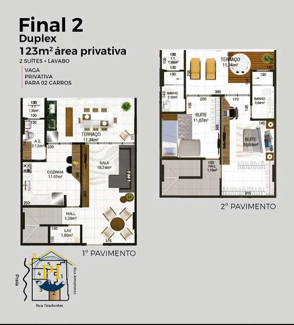 Apartamento à venda com 2 quartos, 123m² - Foto 1