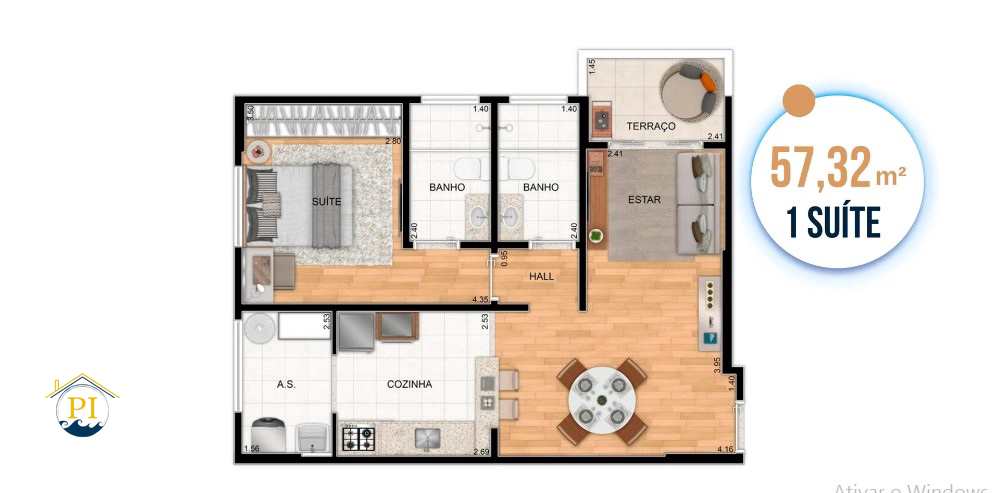 Apartamento à venda com 1 quarto, 77m² - Foto 2