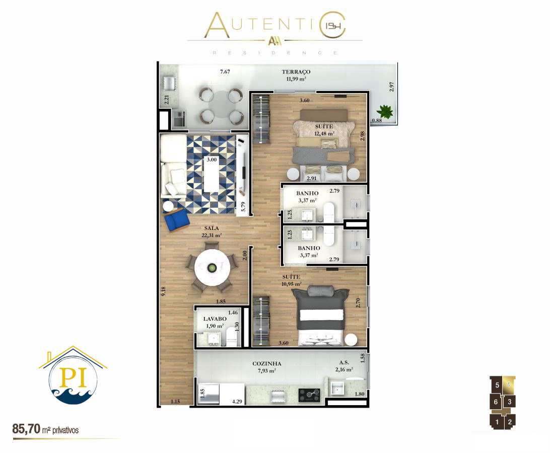 Apartamento à venda com 2 quartos, 85m² - Foto 3