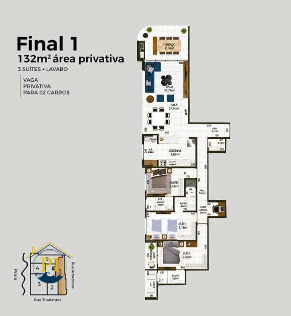 Apartamento à venda com 3 quartos, 132m² - Foto 1