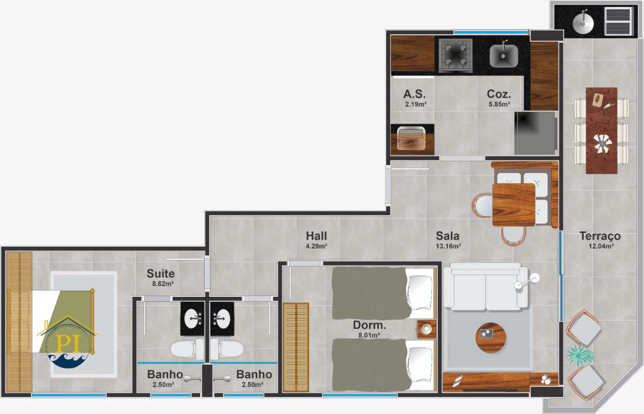 Apartamento à venda com 2 quartos, 64m² - Foto 2