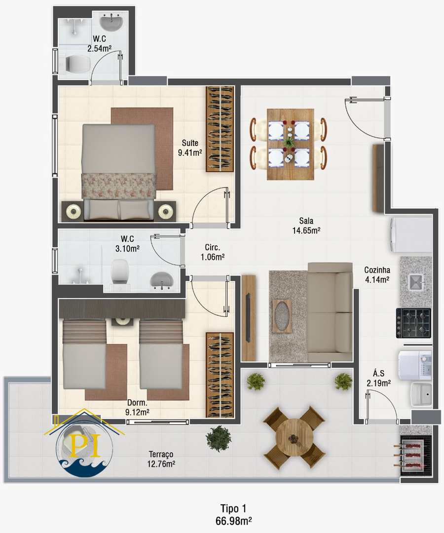 Apartamento à venda com 2 quartos, 66m² - Foto 2