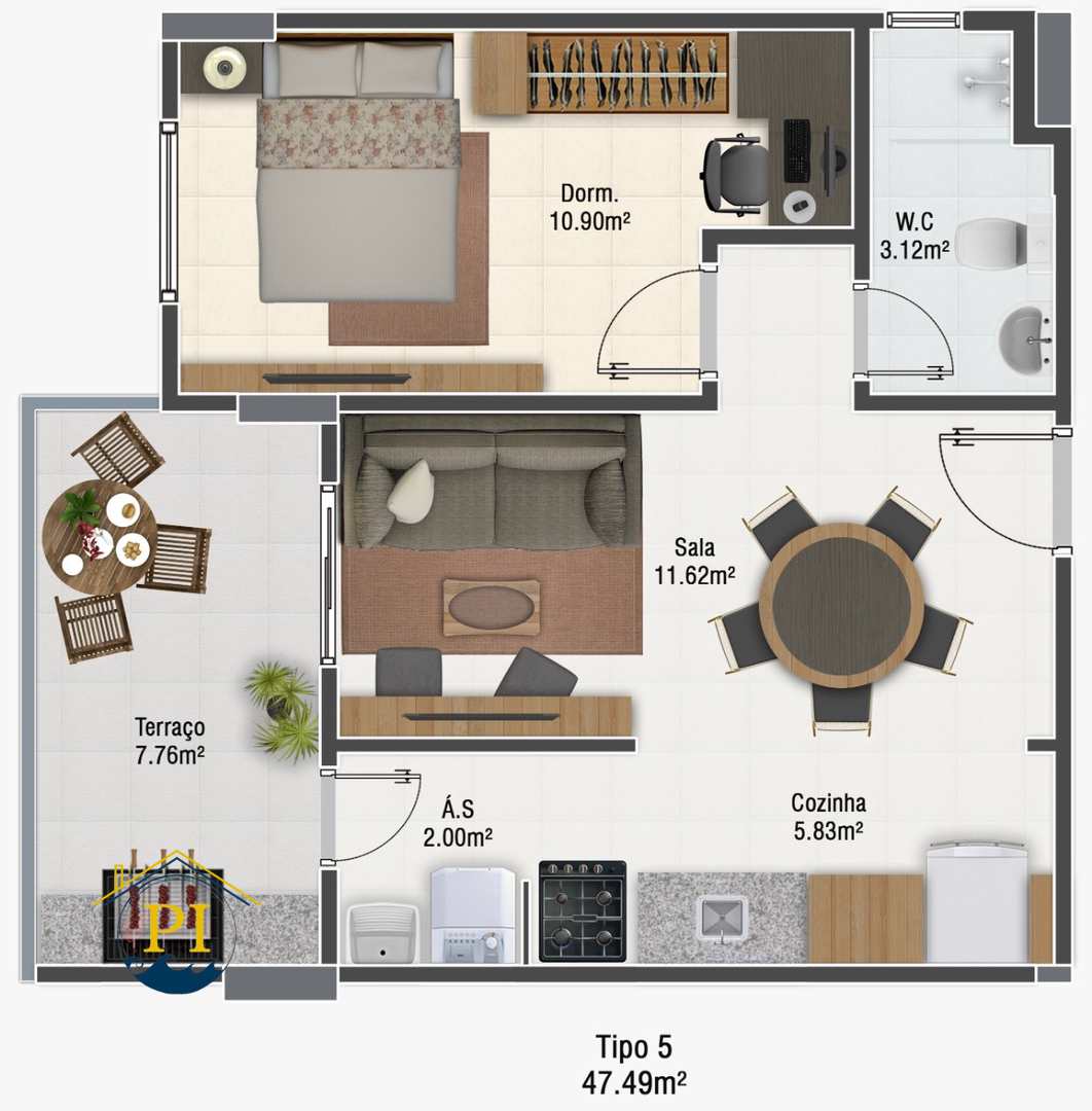 Apartamento à venda com 1 quarto, 47m² - Foto 8