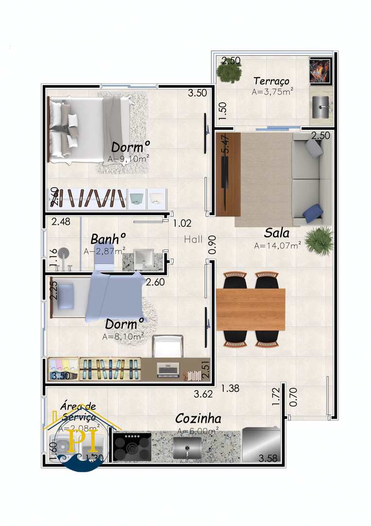 Apartamento à venda com 2 quartos, 52m² - Foto 2