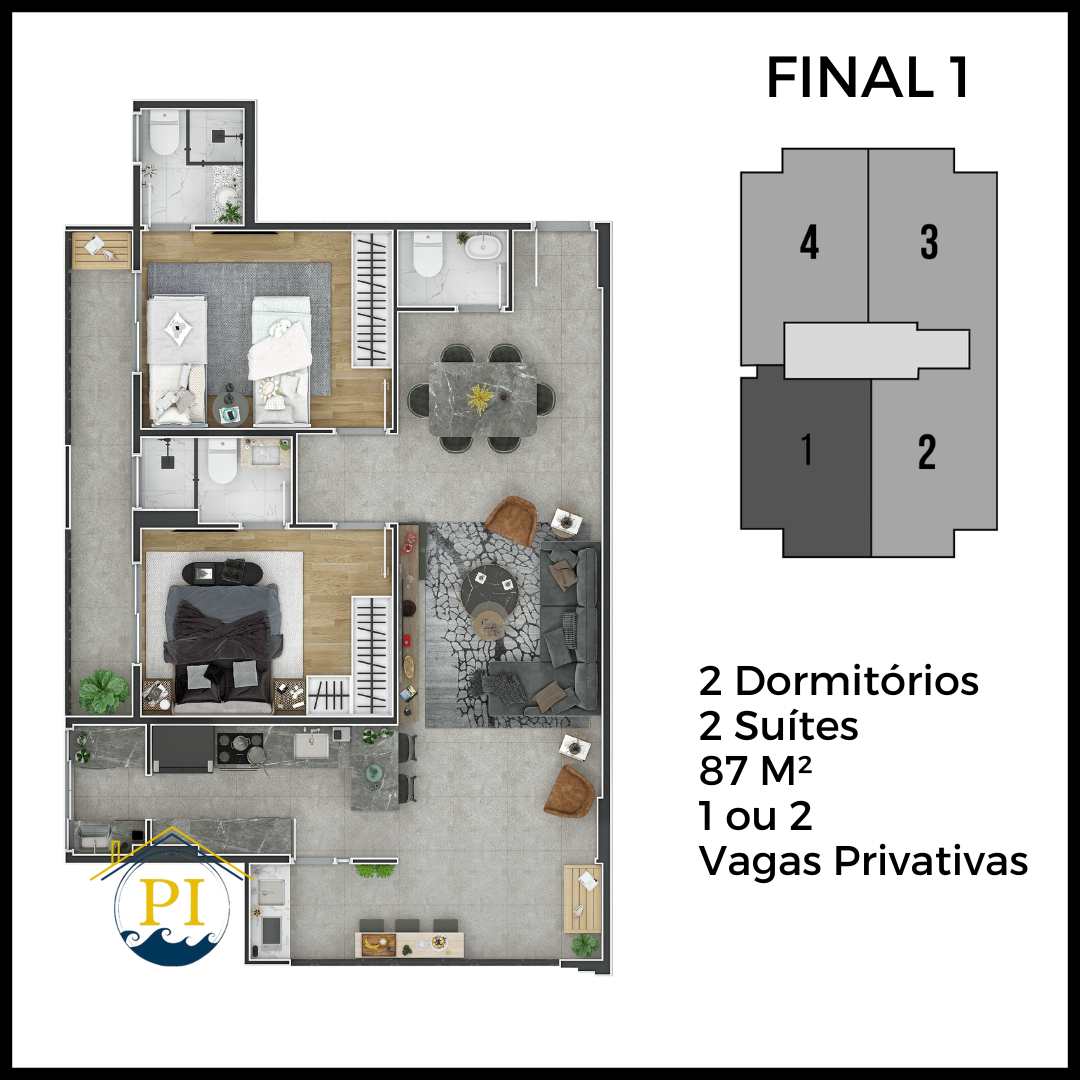 Apartamento à venda com 2 quartos, 87m² - Foto 2