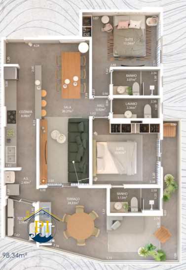 Apartamento à venda com 2 quartos, 98m² - Foto 12