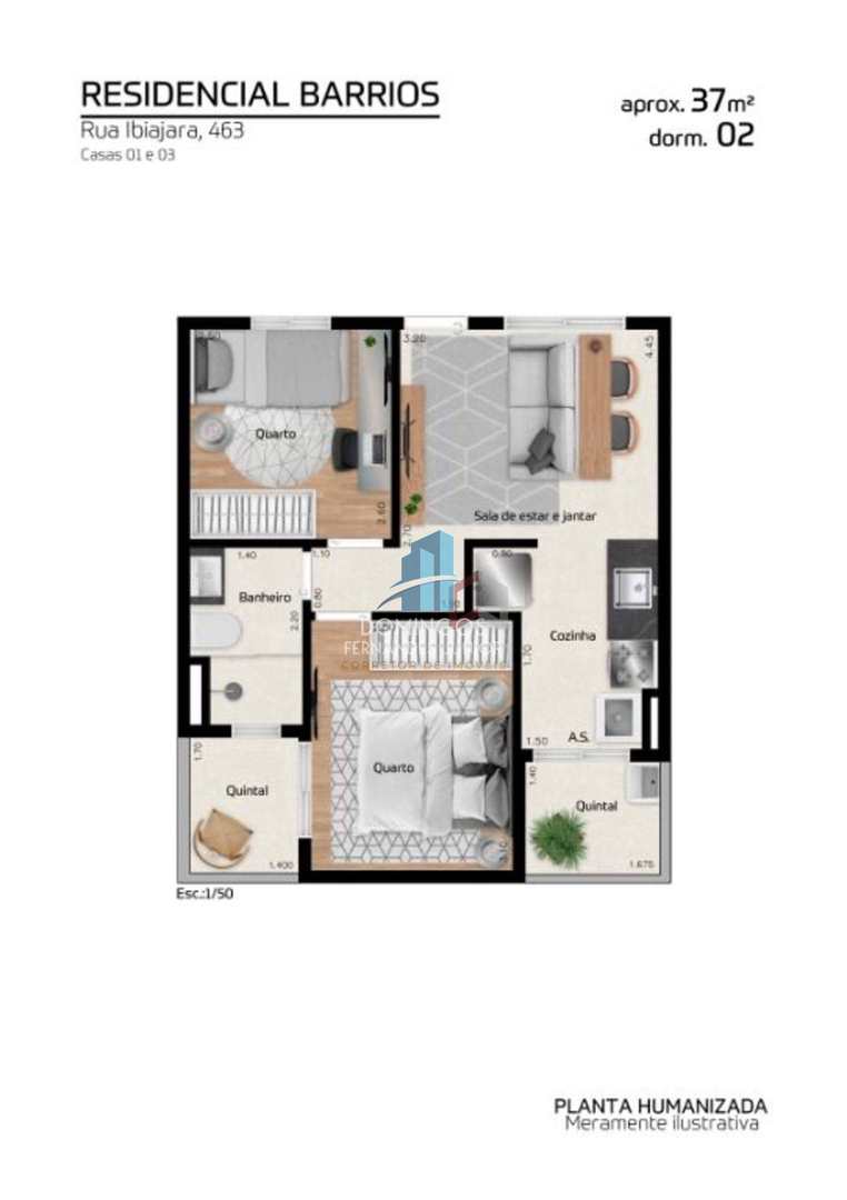 Apartamento à venda com 2 quartos, 37m² - Foto 4