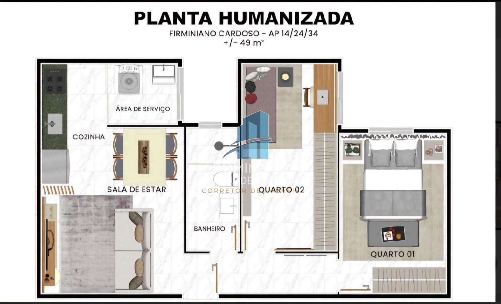 Apartamento à venda com 2 quartos, 49m² - Foto 3